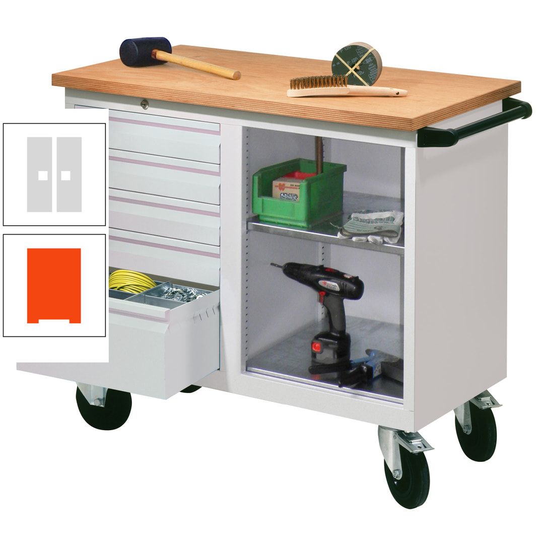Mobile Werkbank - Werkstattwagen - 915 x 1.090 x 600 mm - 5 Schubladen und Ablagefach - anthrazitgrau