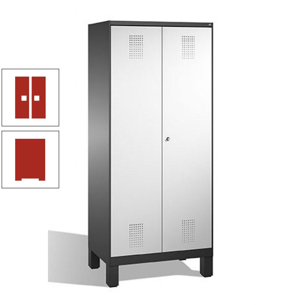 Mehrzweckschrank, Doppeltüren, auf Füßen, 2 Abteile a 400 mm, Korpus anthrazitgrau, Tür anthrazitgrau, 1.850 x 800 x 500 mm (HxBxT)