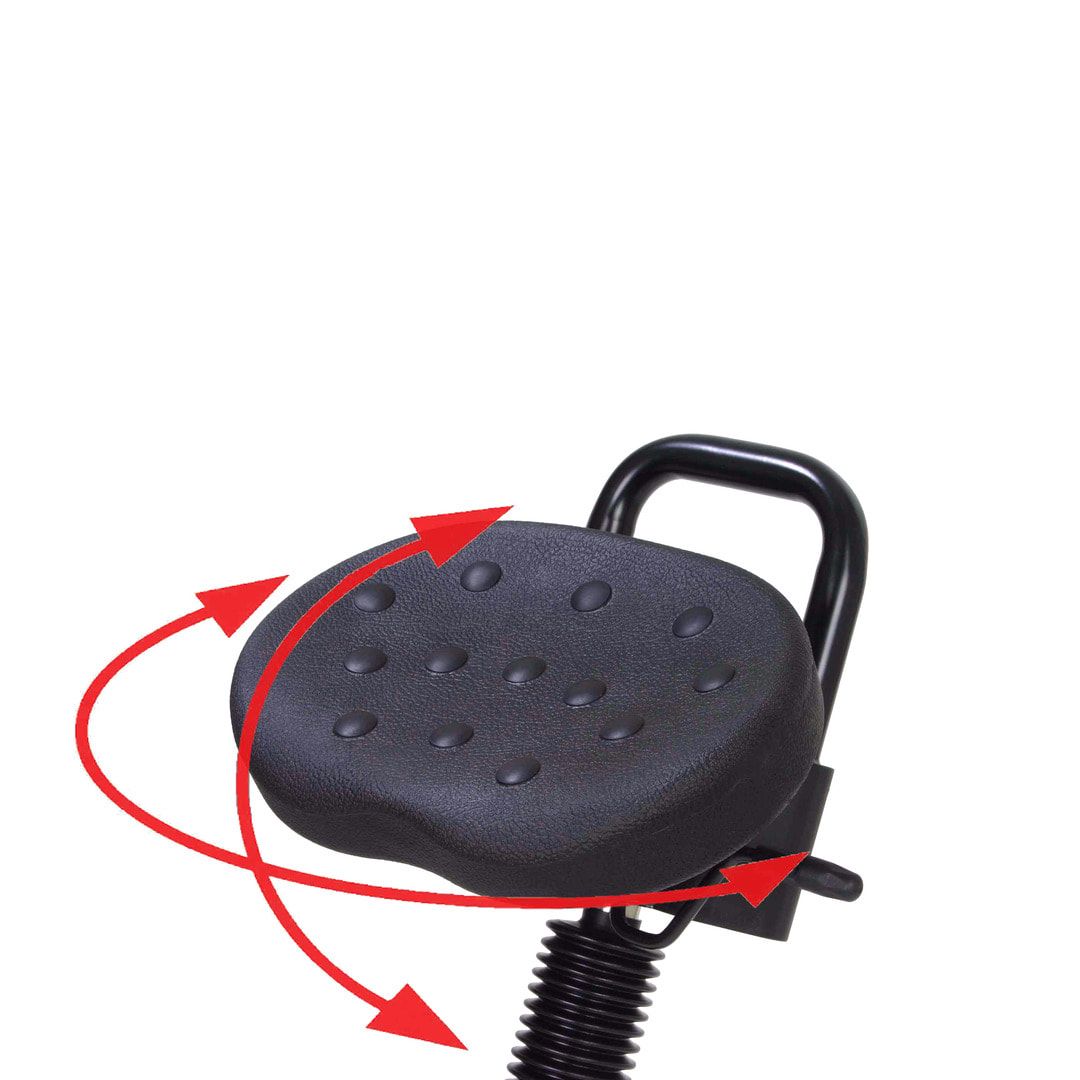 Stehhilfe mit Gasdruckfeder - höhenverstellbar 645 bis 825 mm - Sitz Kunstleder, Atollblau - Gestell schwarz