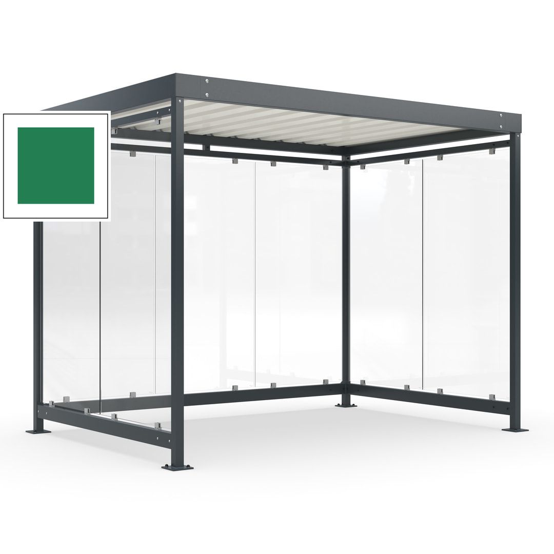 Raucherunterstand, Bausatz, Fahrgastunterstand, Bushaltestelle, 2.510 x 3.180 x 2.165 mm (HxBxT), 7 Wände, Achatgrau
