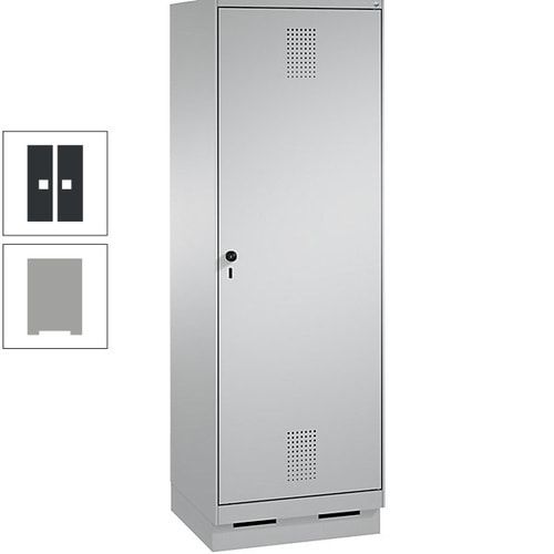 Doppel-Spind, Garderobenschrank, 1 Tür für 2 Abteile a 300 mm, Korpus anthrazitgrau, Türen anthrazitgrau, 1.800 x 600 x 500 mm (HxBxT)