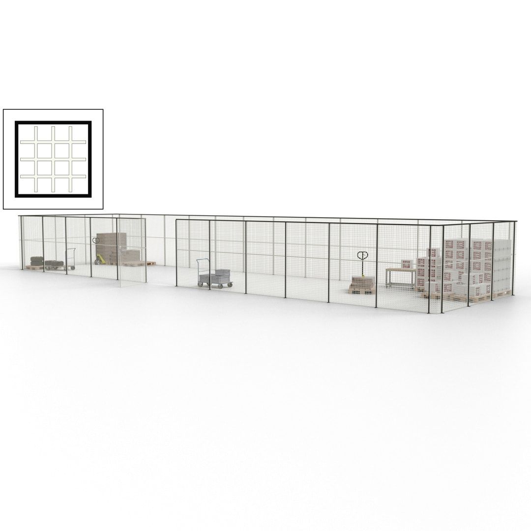 Maschinen Schutzgitter - Hallentrennwand - Sicherheitszaun - Tür - 45 m - 2.200 x 18.400 x 4.900 mm (HxBxT) - enzianblau