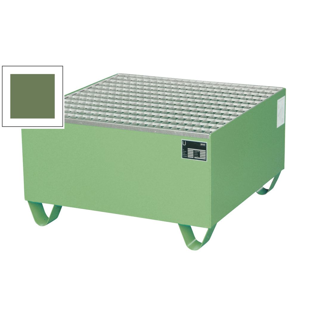 Auffangwanne - 800 x 800 mm (BxT) - 203 l - Füße - Gitterrost - feuerrot