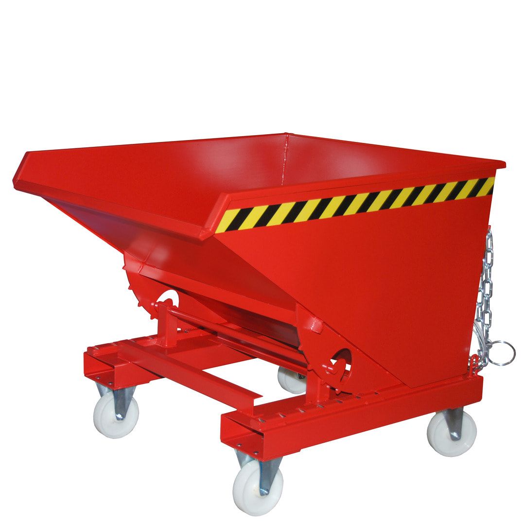 BAUER Kippbehälter - Abrollsystem - Volumen 2.100 l - Traglast 1.500 kg - 1.095 x 1.870 x 1.720 mm (HxBxT) - feuerrot (RAL 3000)