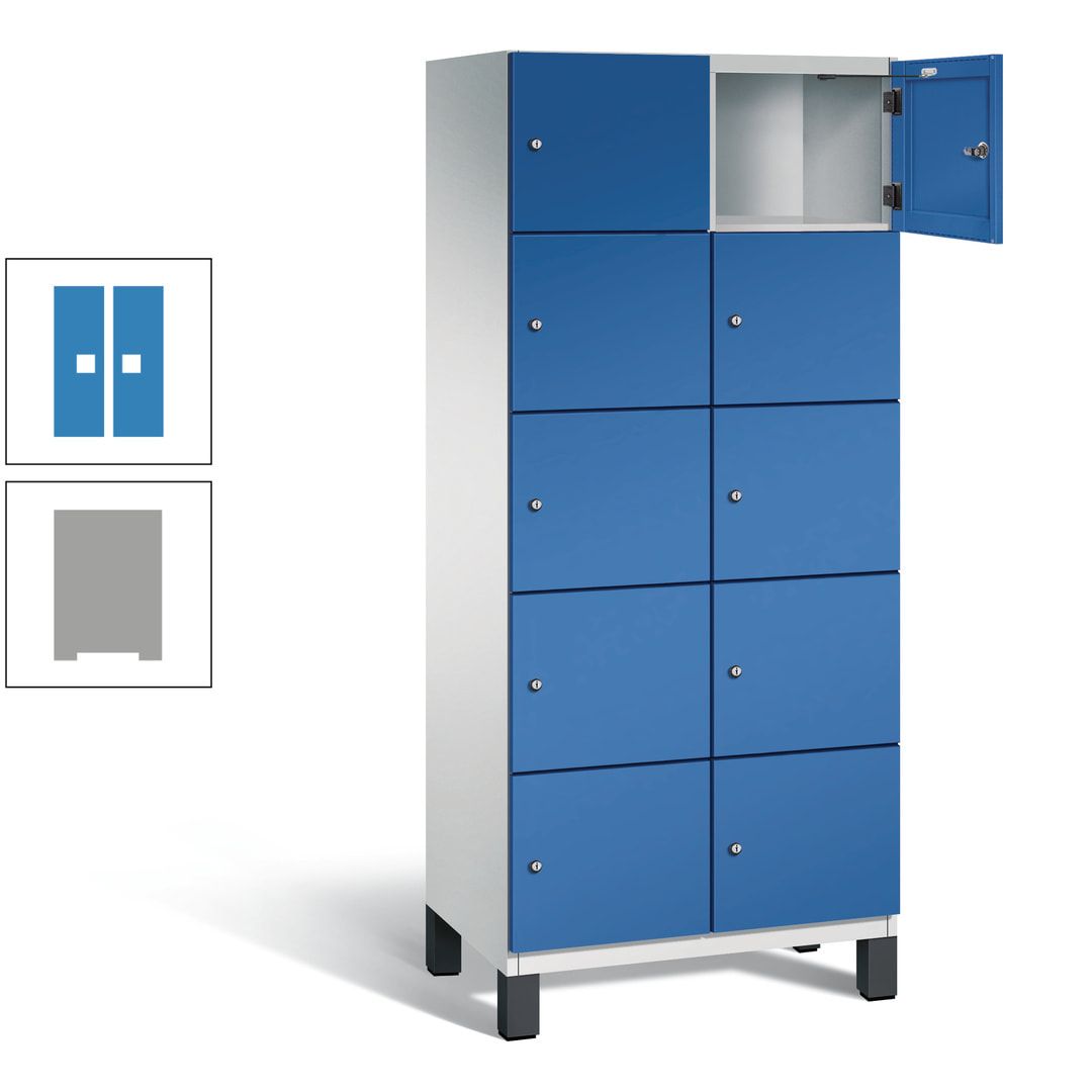 Fächerschrank, Stahlschrank, 10 Fächer, Türöffnungsbegrenzer, Füße, 1.980 x 800 x 525 mm (HxBxT), Korpus anthrazitgrau, Front anthrazitgrau