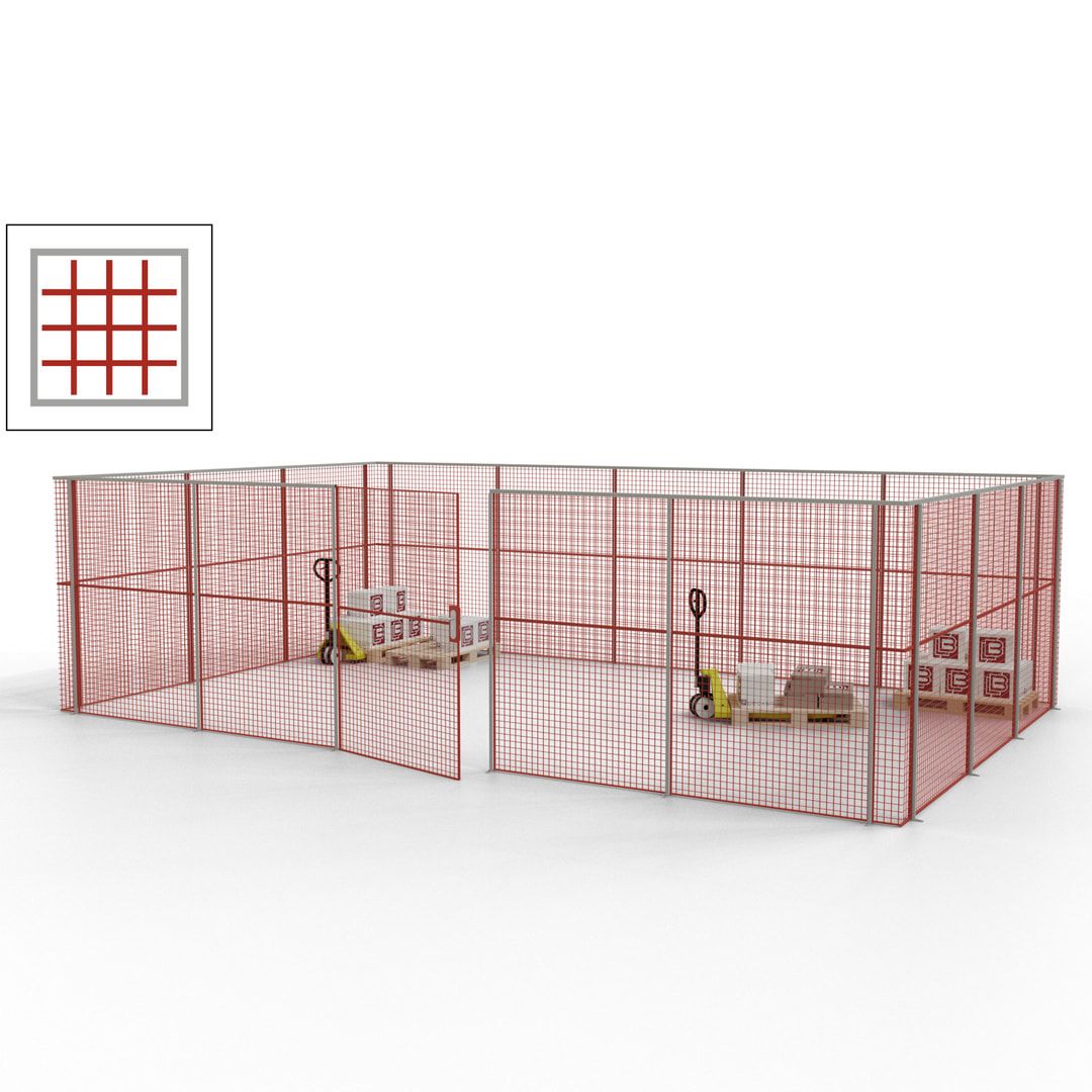 Maschinen Schutzgitter - Hallentrennwand - Sicherheitszaun - Tür - 22 m - 2.200 x 7.900 x 4.900 mm (HxBxT) - enzianblau