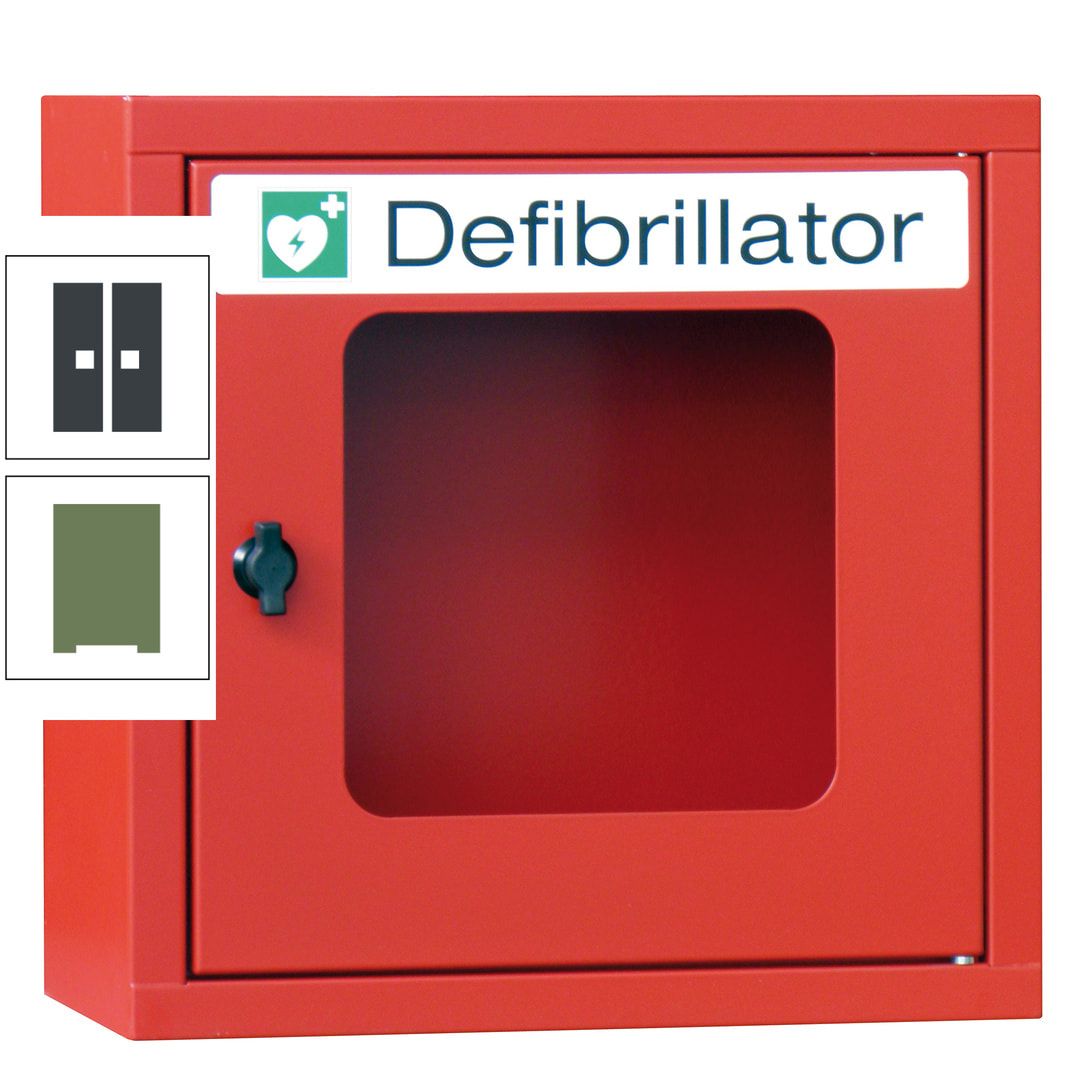 Defibrillatorenschrank - 400 x 400 x 200 mm (HxBxT) - Sichtfenster - anthrazitgrau
