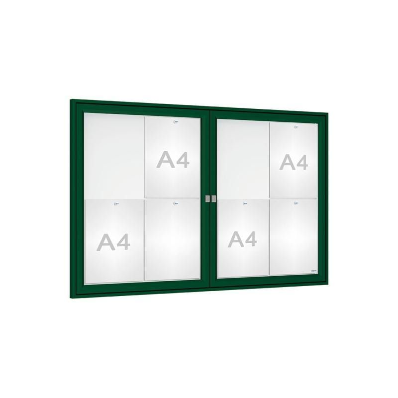 Schaukasten - Doppelflügeltür - 8xA4 - Querformat - 750 x 1.200 x 30 mm (HxBxT) - enzianblau - Infokasten - Präsentationsvitrine