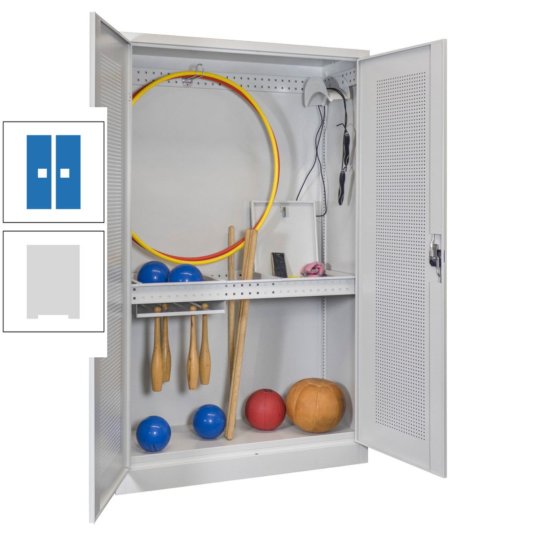 Sportschrank - Lochfeldtüren - Variante 1 - 1.950x1.200x500 mm (HxBxT) - anthrazitgrau