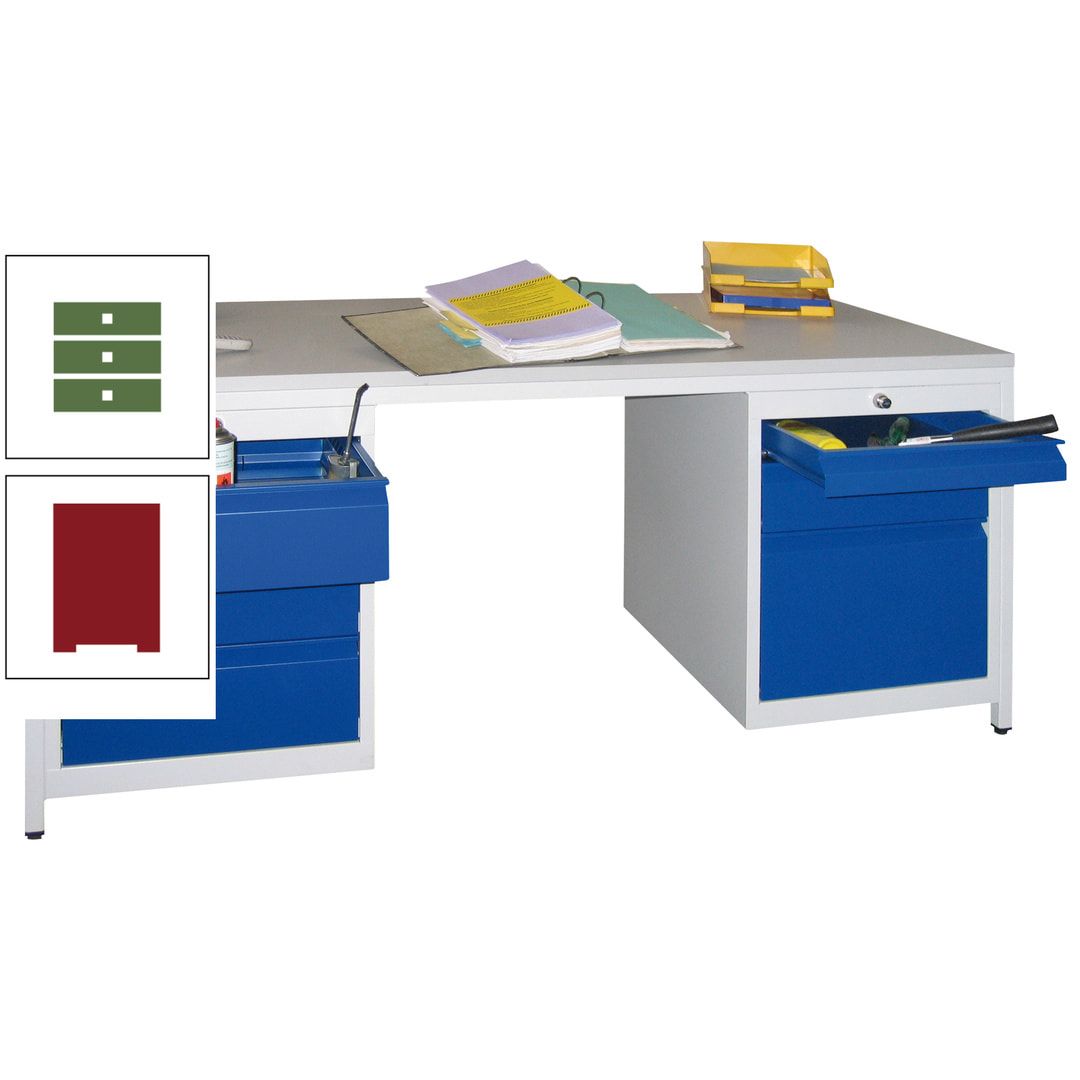 Meisterschreibtisch - 6 Schubladen, 75 / 125 / 150 / 175 / 300 mm - 720 x 1.700 x 800 mm (HxBxT) - anthrazitgrau