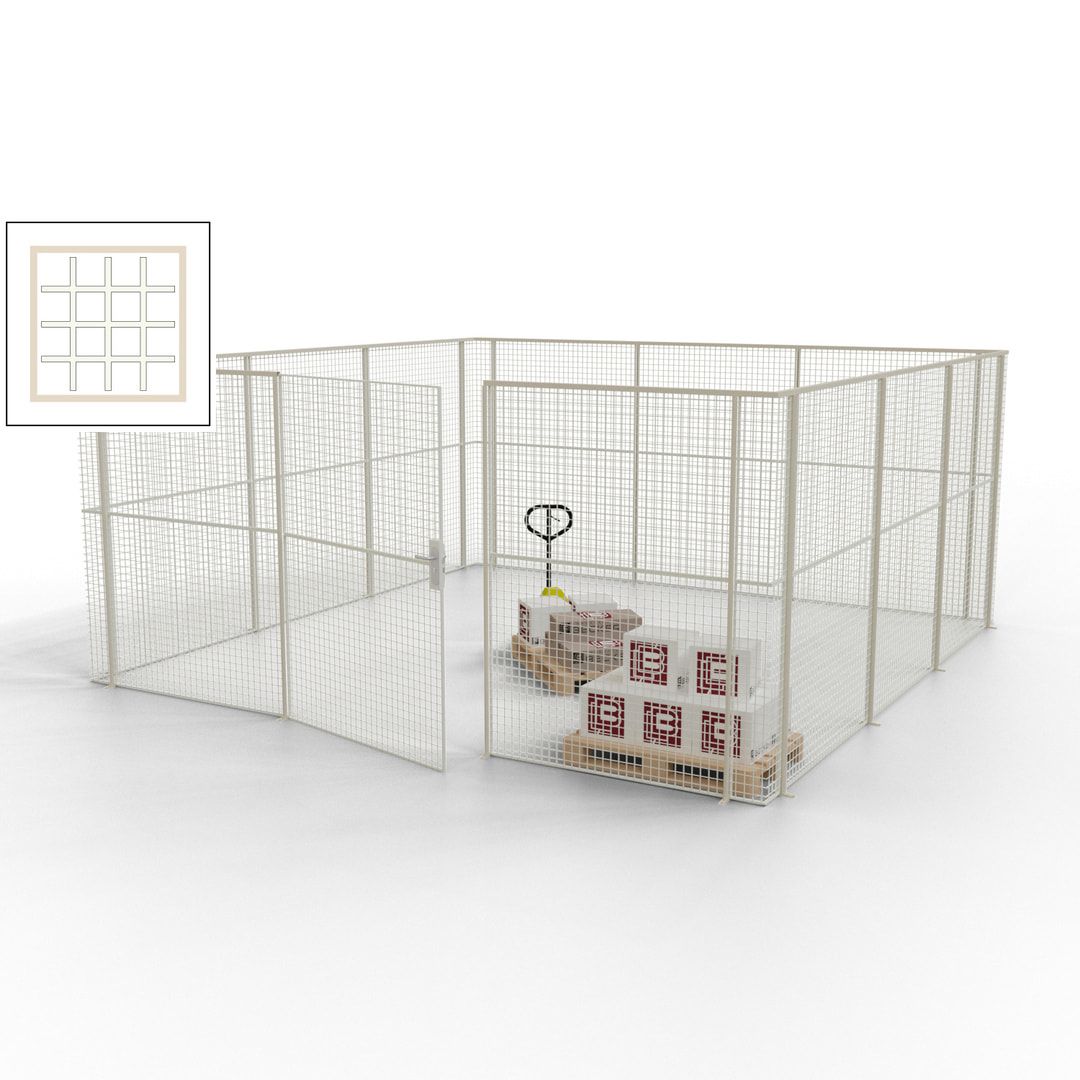 Maschinen Schutzgitter - Hallentrennwand - Sicherheitszaun - Tür - 18 m - 2.200 x 4.900 x 4.900 mm (HxBxT) - enzianblau