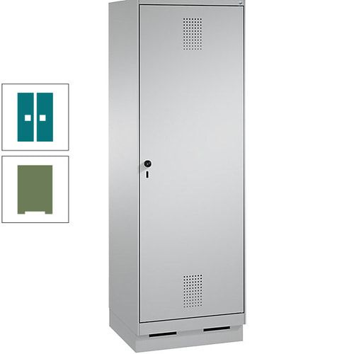 Doppel-Spind, Garderobenschrank, 1 Tür für 2 Abteile a 300 mm, Korpus anthrazitgrau, Türen anthrazitgrau, 1.800 x 600 x 500 mm (HxBxT)