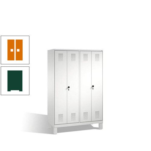 Doppel-Spind, Doppeltüren, Garderobenschrank mit Füßen, 4 Abteile a 300 mm, Korpus anthrazitgrau, Tür anthrazitgrau, 1.850 x 1.200 x 500 mm (HxBxT)