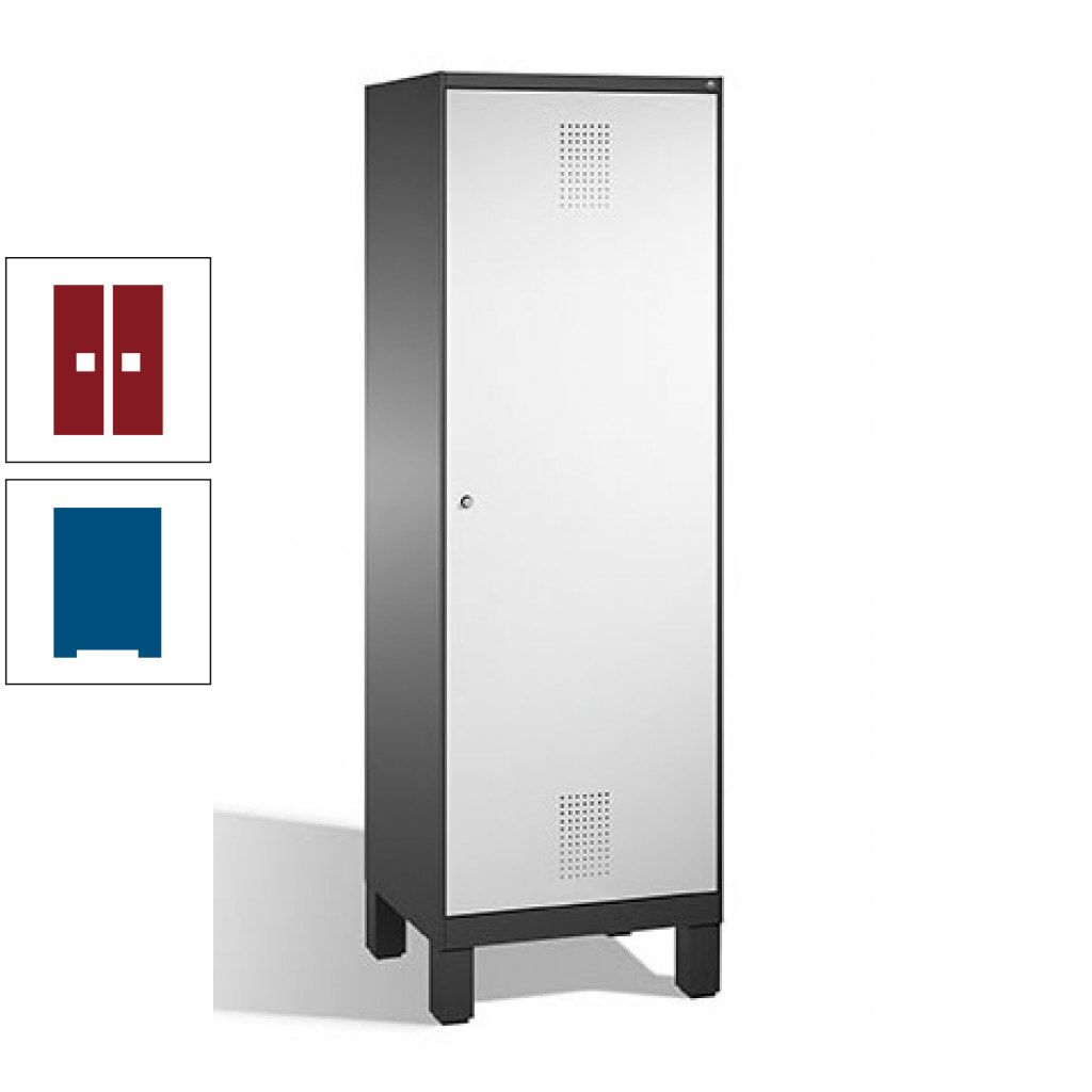Doppel-Spind, Garderobenschrank, 1 Tür für 2 Abteile a 300 mm, Korpus anthrazitgrau, Türen anthrazitgrau, 1.850 x 600 x 500 mm (HxBxT)