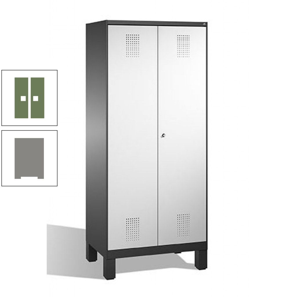 Mehrzweckschrank, Doppeltüren, auf Füßen, 2 Abteile a 400 mm, Korpus anthrazitgrau, Tür anthrazitgrau, 1.850 x 800 x 500 mm (HxBxT)