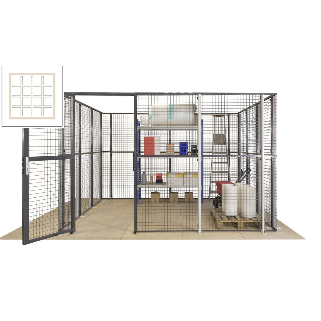 Maschinen Schutzgitter - Hallentrennwand - Sicherheitszaun - Tür - 72 m - 2.200 x 21.400 x 15.400 mm (HxBxT) - enzianblau