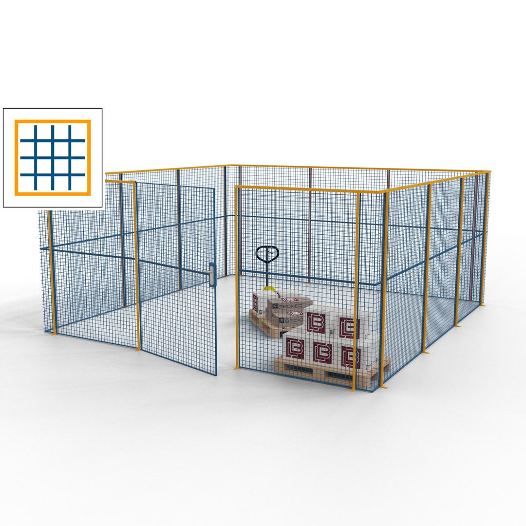 Maschinen Schutzgitter - Hallentrennwand - Sicherheitszaun - Tür - 18 m - 2.200 x 4.900 x 4.900 mm (HxBxT) - enzianblau