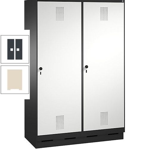 Doppel-Spind, Garderobenschrank, 2 Türen für 4 Abteile a 300 mm, Korpus anthrazitgrau, Türen anthrazitgrau, 1.800 x 1.200 x 500 mm (HxBxT)