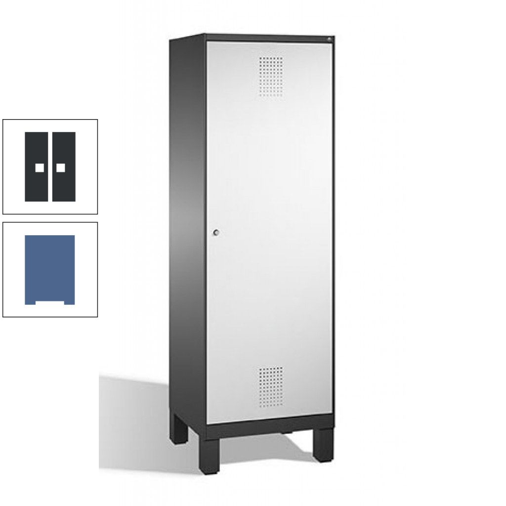 Doppel-Spind, Garderobenschrank, 1 Tür für 2 Abteile a 300 mm, Korpus anthrazitgrau, Türen anthrazitgrau, 1.850 x 600 x 500 mm (HxBxT)