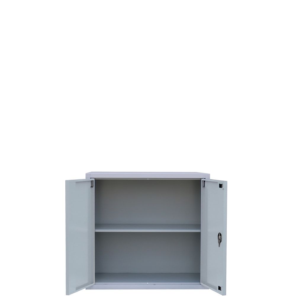 Aktenschrank, Büroschrank, abschließbar, Flügeltüren, 1 Fachboden, 750 x 800 x 383 mm (HxBxT), Stahl, Korpus und Türen in lichtgrau