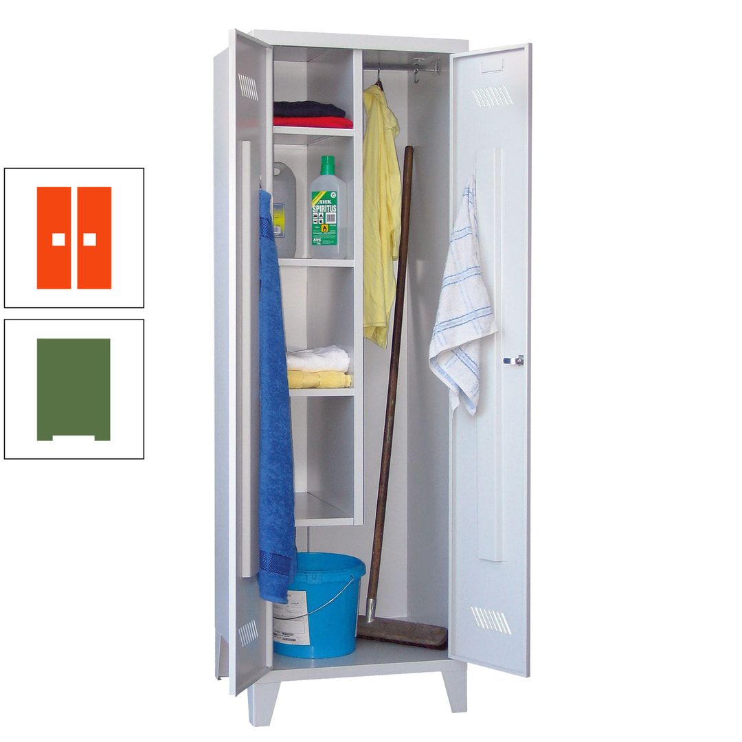 Putzschrank mit Füßen - 1 Abteil mit Trennwand - 1.850x600x500 mm (HxBxT) - Drehriegel - anthrazitgrau