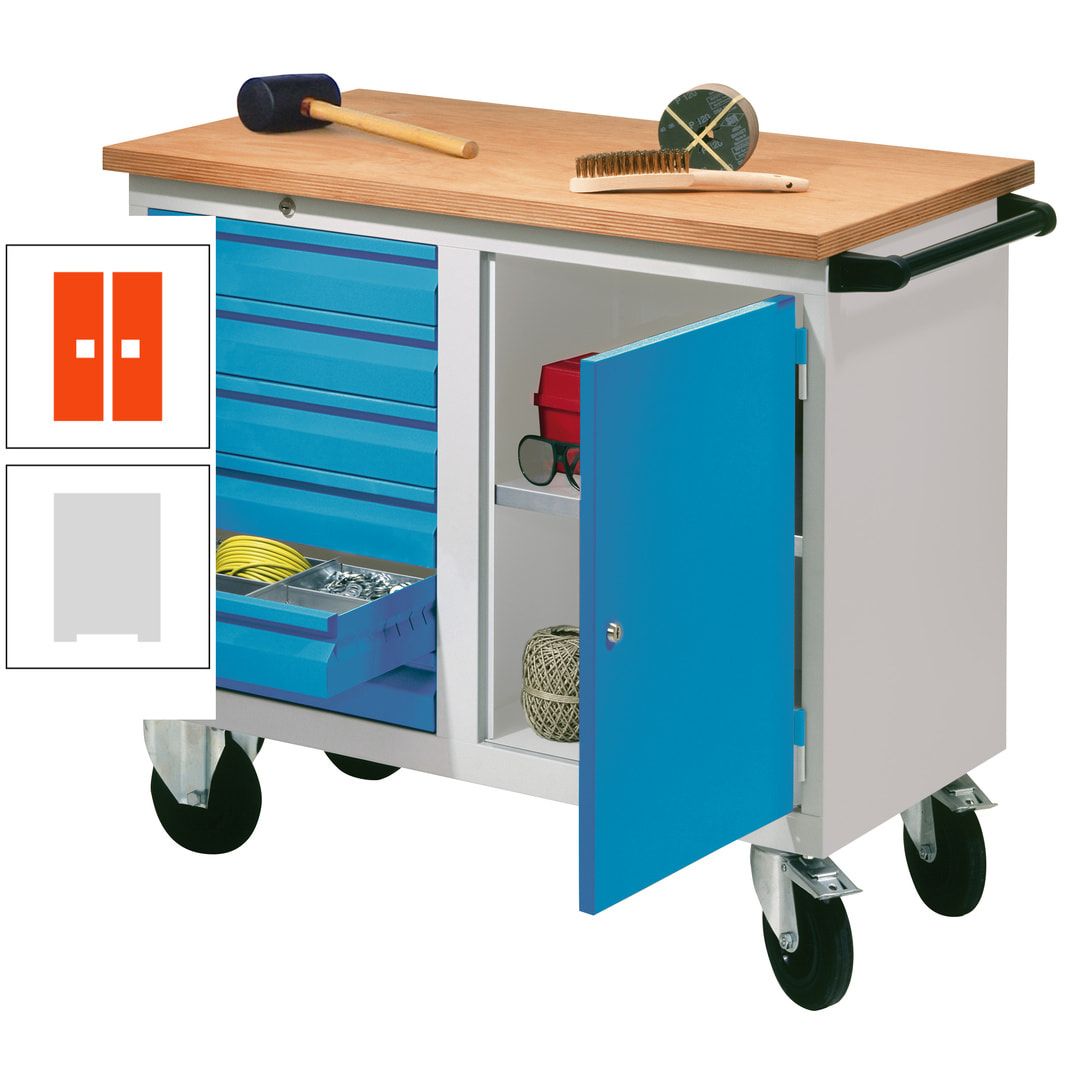 Mobile Werkbank - Werkstattwagen - 915 x 1.090 x 600 mm - 6 Schubladen und Schrankfach - anthrazitgrau
