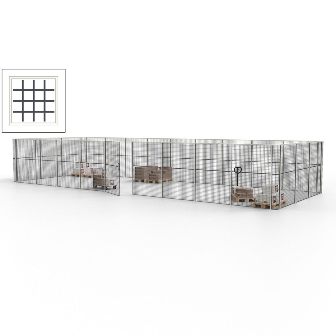 Maschinen Schutzgitter - Hallentrennwand - Sicherheitszaun - Tür - 36 m - 2.200 x 13.900 x 4.900 mm (HxBxT) - enzianblau