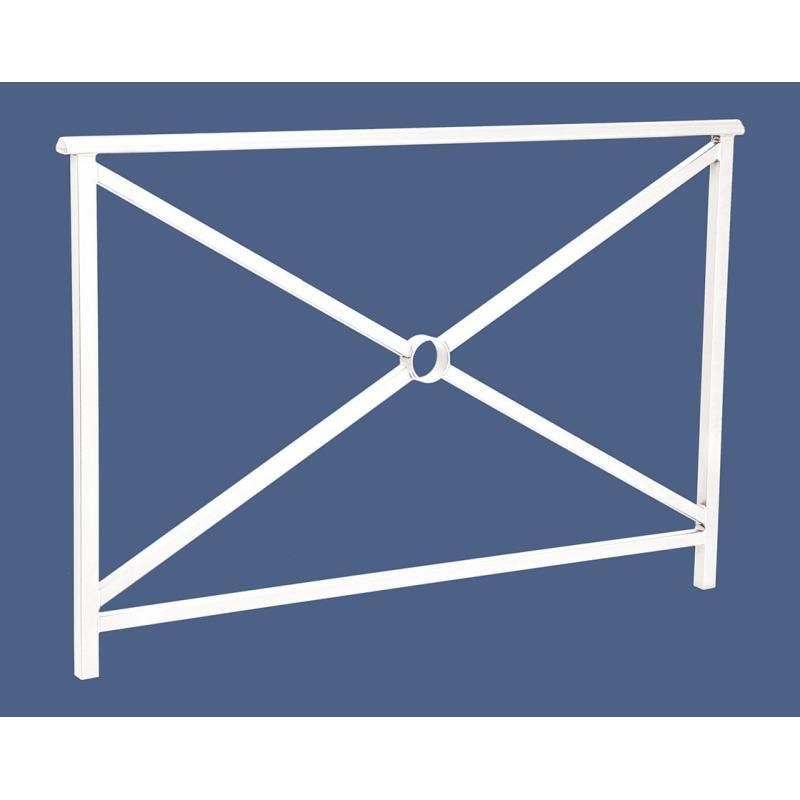 Geländer Kreuz und Kreis - 1.000 x 1.500 mm - abgerundeter Handlauf - Farbe enzianblau - Außengeländer Systemgeländer