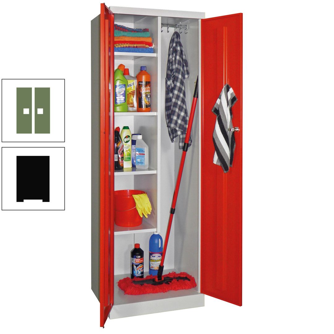 Putzschrank mit Sockel - 1 Abteil mit Trennwand - 1.800x600x500 mm (HxBxT) - Zylinderschloss - anthrazitgrau