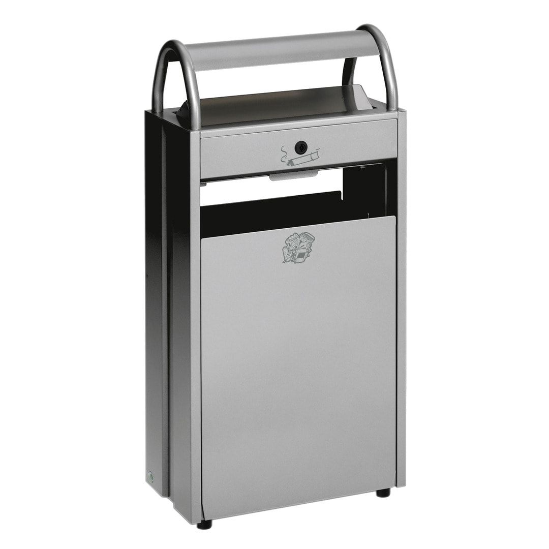 Abfallsammler mit Ascher und Schutzdach - Volumen 60 l - Ascher 9 l - 960 x 480 x 250 mm (HxBxT) - anthrazit