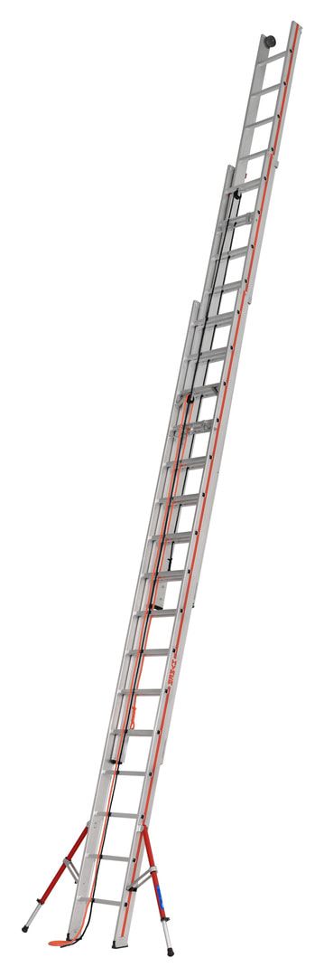 Aluminium-Seilzugleiter - Dreiteilig - Länge 11.460 mm - Klappfüße - Aluleiter Hymer