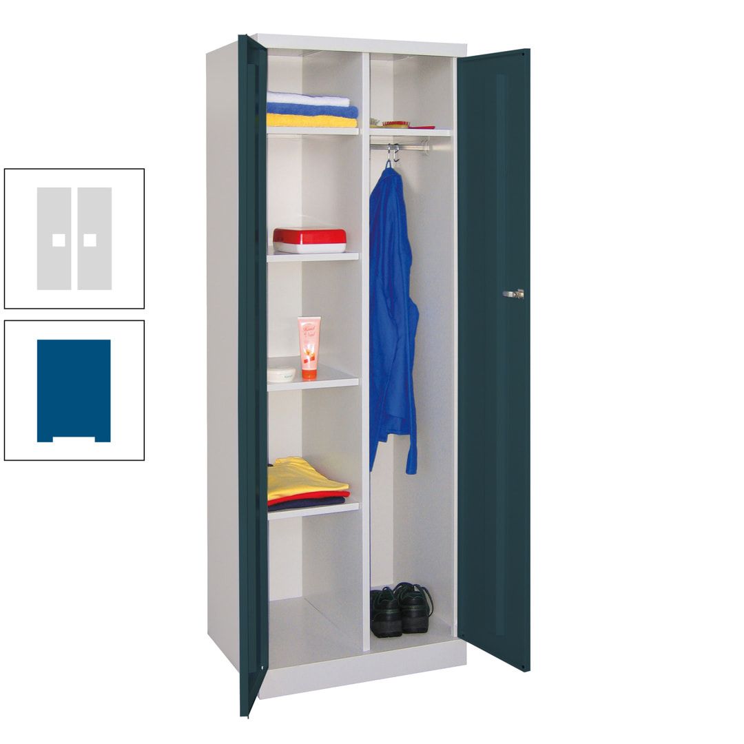 Kleiderschrank mit Sockel - Spind - 1 Abteil mit Trennwand - 1.800x600x500 mm (HxBxT) - Zylinderschloss - anthrazitgrau