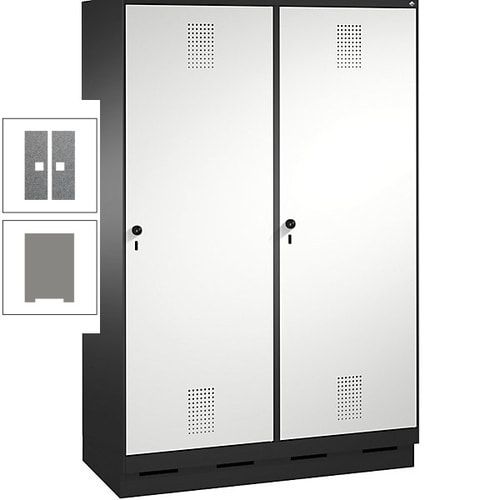 Doppel-Spind, Garderobenschrank, 2 Türen für 4 Abteile a 300 mm, Korpus anthrazitgrau, Türen anthrazitgrau, 1.800 x 1.200 x 500 mm (HxBxT)