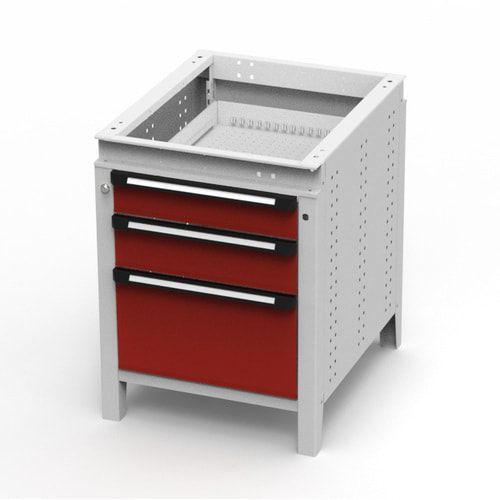 OTTOKIND Werkbank - Arbeitsplatte bündig - 850 x 605 x 750 mm (HxBxT) - 3 Schubladen - lichtgrau