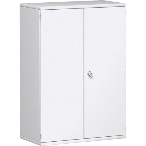 Flügeltürenschrank, Holztüren, 3 Ordnerhöhen, 2 Dekor-Einlegeböden, 1.152 x 1.000 x 425 mm (HxBxT), Frontfarbe Ahorn, Korpusfarbe Ahorn