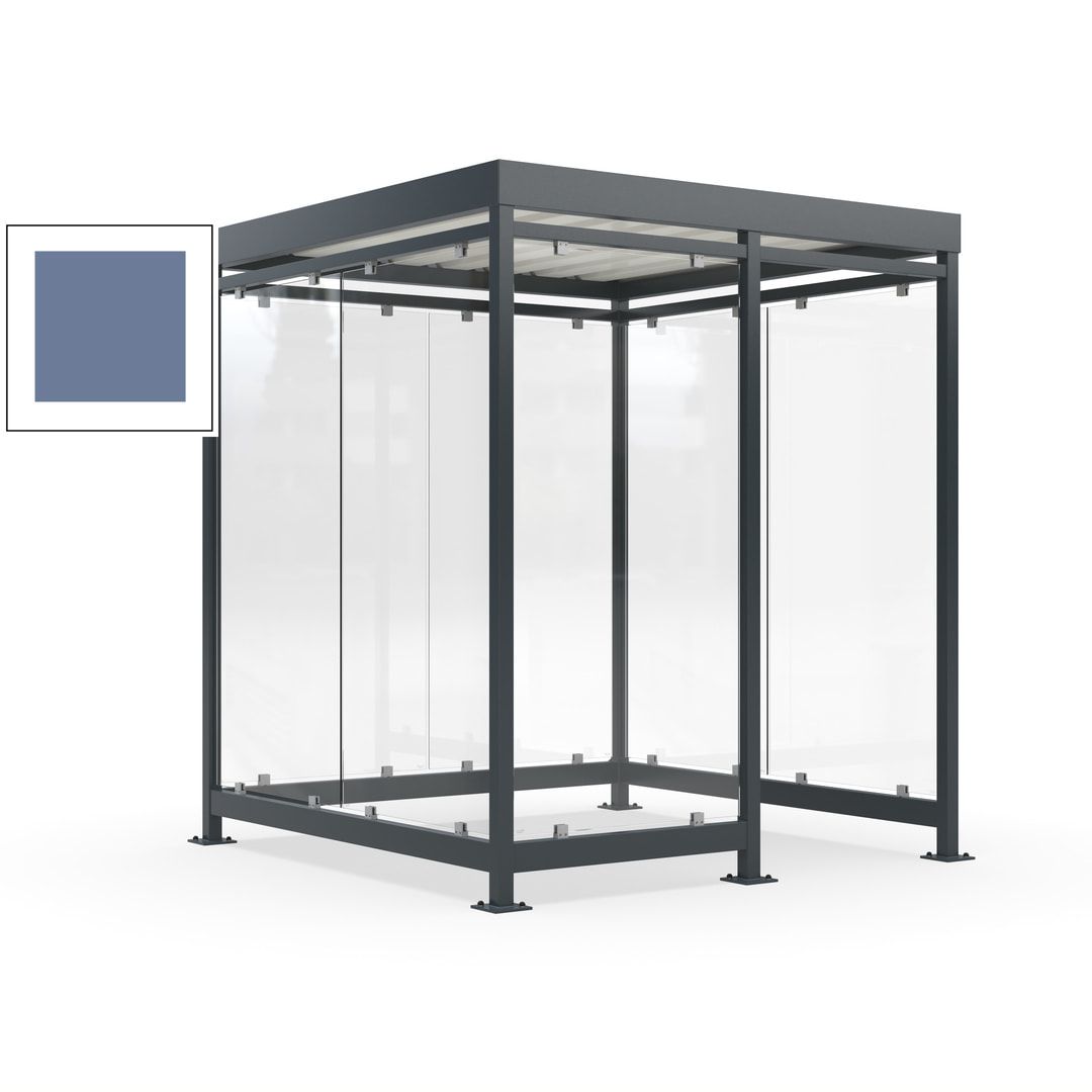 Raucherunterstand, Bushaltestelle, 7 Wände, 6-7 Personen, 2.510 x 2.165 x 2.165 mm (HxBxT), Farbe Achatgrau