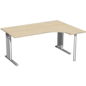 Eckschreibtisch, Eckteil 425 mm, Ecke rechts, Füße wählbar, C-Fuß Pro, 720 x 1.200 mm (HxT), Breite bis 2.000 mm, Gestell silber, Dekor wählbar