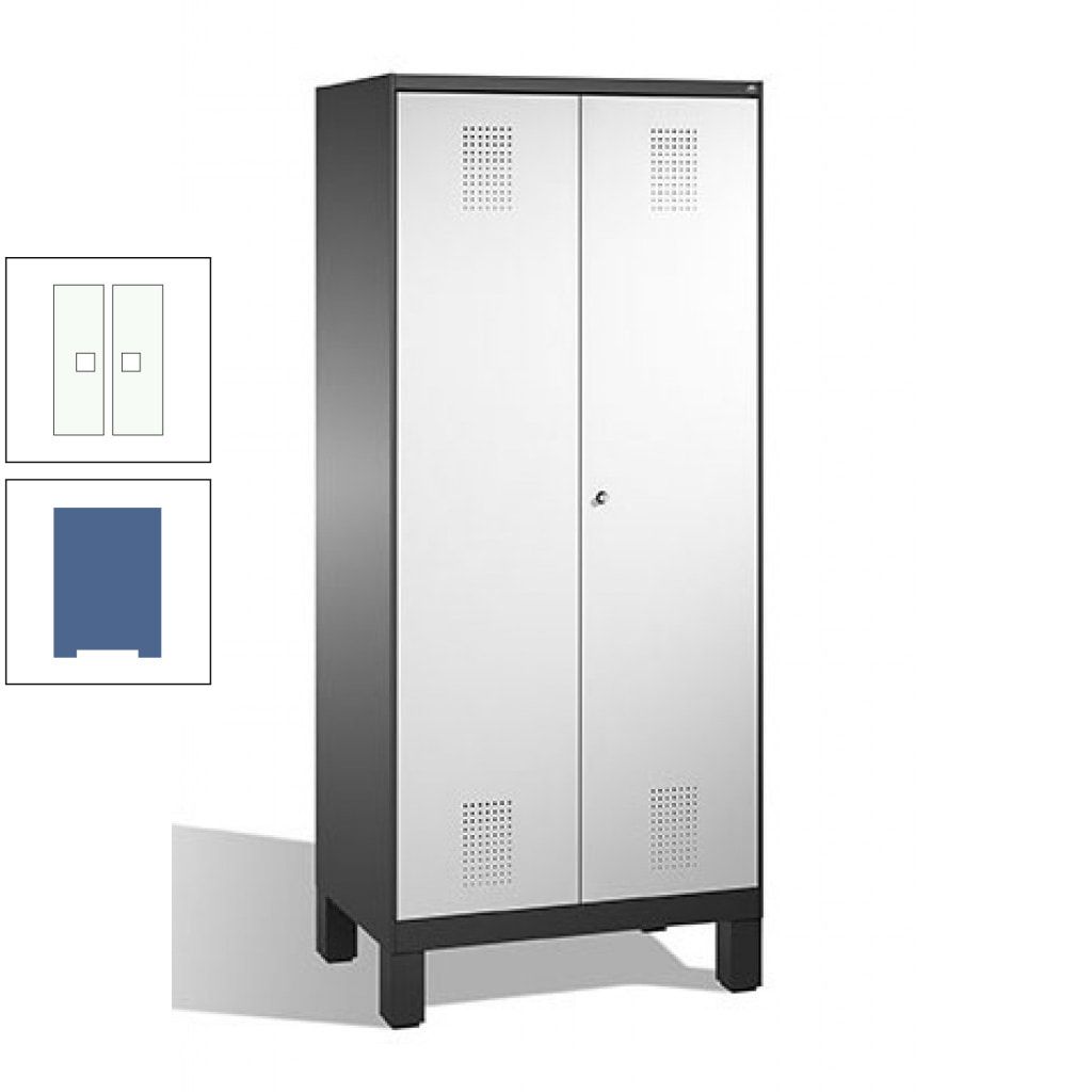 Mehrzweckschrank, Doppeltüren, auf Füßen, 2 Abteile a 400 mm, Korpus anthrazitgrau, Tür anthrazitgrau, 1.850 x 800 x 500 mm (HxBxT)