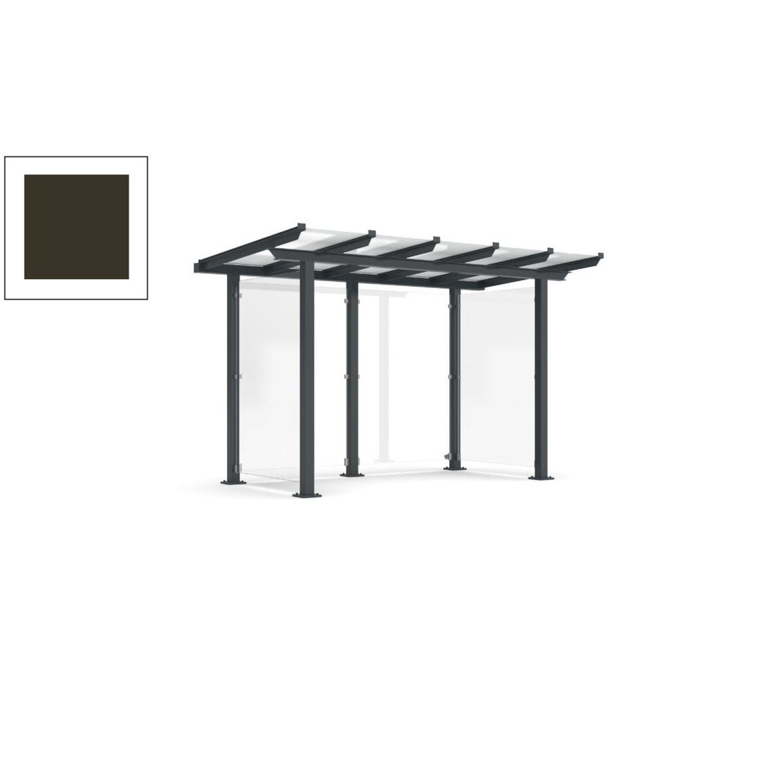 Unterstand mit Pultdach und Sicherheitsglas - feuerverzinkt und farbbeschichtet - 2.435 x 3.850 x 2.090 (HxBxT) - Farbe Achatgrau