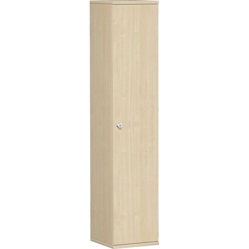 Flügeltürenschrank, Holztüren, Schloss links, 5 Ordnerhöhen, 4 Einlegeböden, 1.920 x 400 x 425 mm (HxBxT), Frontfarbe Ahorn, Korpusfarbe Ahorn