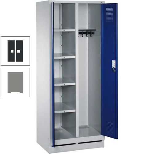 Mehrzweckschrank, Doppeltüren, Füße, 2 Abteile a 300 mm, Korpus anthrazitgrau, Tür anthrazitgrau, 1.800 x 600 x 500 mm (HxBxT)