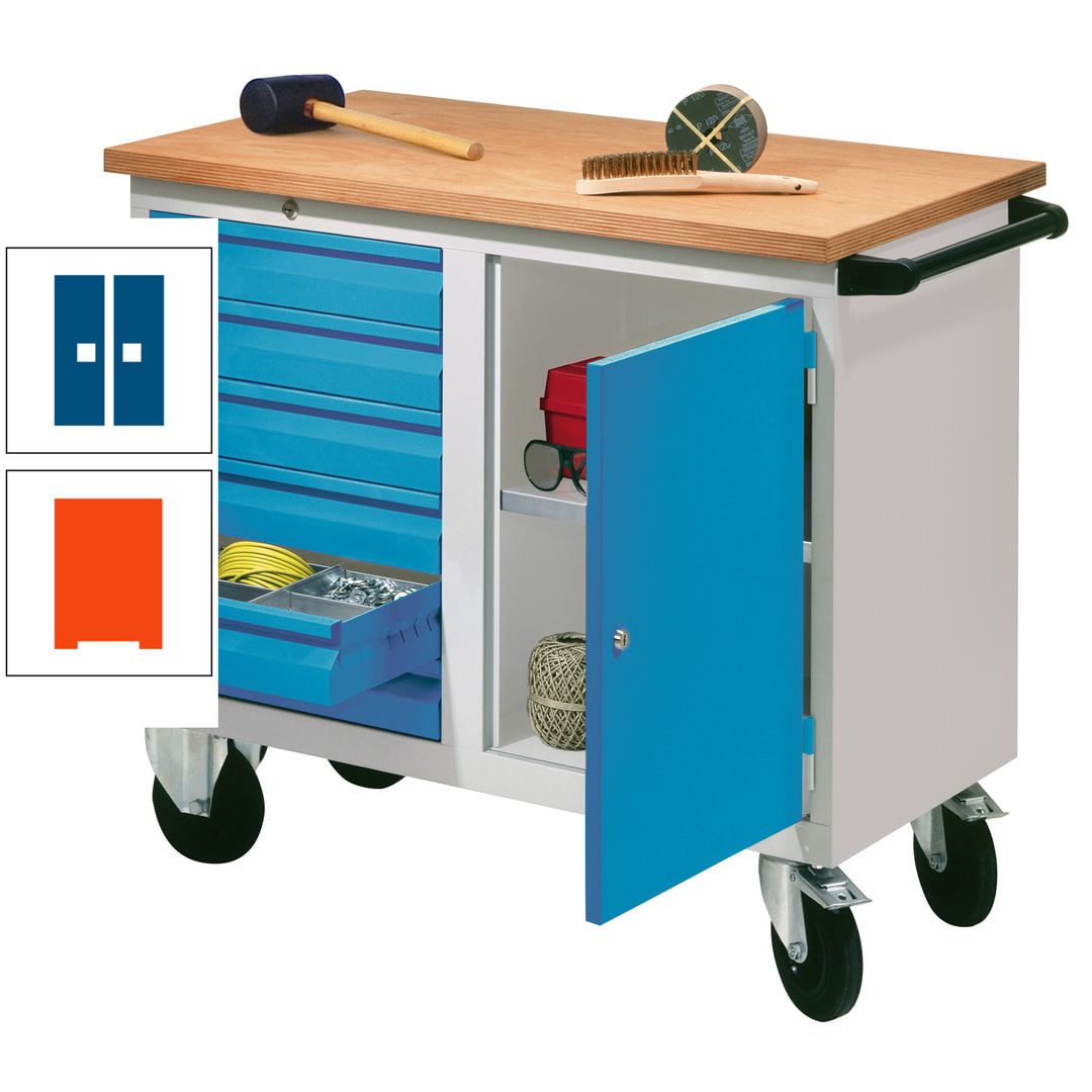Mobile Werkbank - Werkstattwagen - 915 x 1.090 x 600 mm - 6 Schubladen und Schrankfach - anthrazitgrau