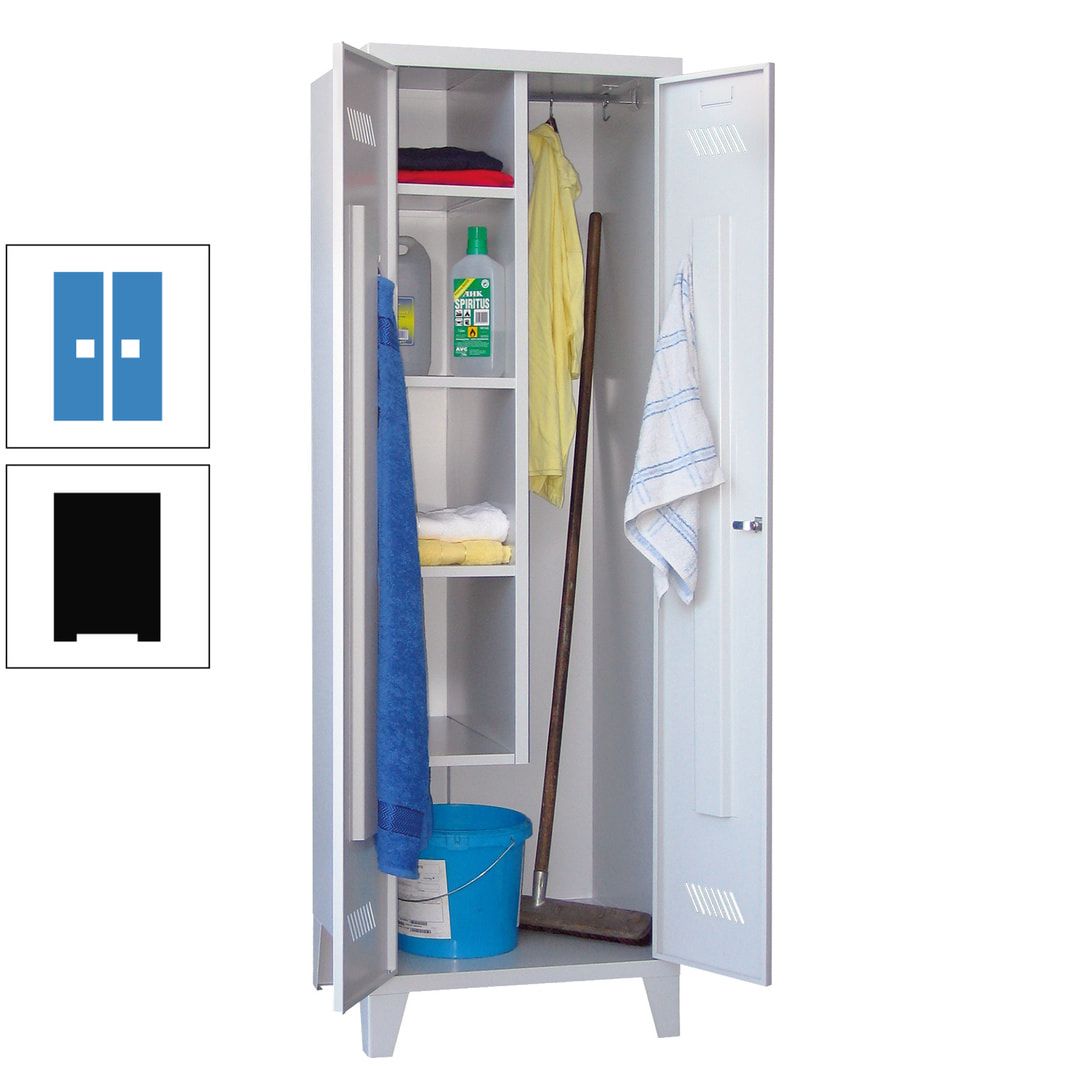 Putzschrank mit Füßen - 1 Abteil mit Trennwand - 1.850x600x500 mm (HxBxT) - Drehriegel - anthrazitgrau