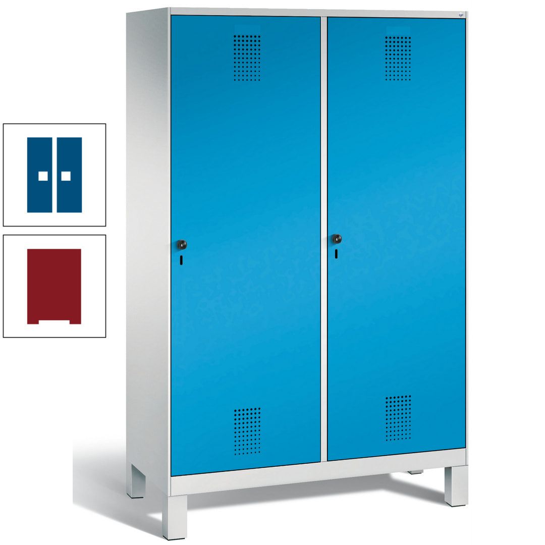Doppel-Spind, Garderobenschrank, 2 Türen für 4 Abteile a 300 mm, Korpus anthrazitgrau, Türen anthrazitgrau, 1.850 x 1.200 x 500 mm (HxBxT)