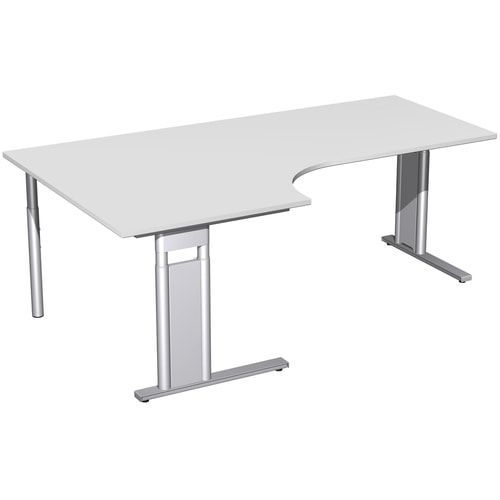 Eckschreibtisch, Eckteil 800 mm, links, Füße einseitig verkürzt, C-Fuß Pro, höhenverstellbar, 680-820 x 1.600 x 1.200 mm (HxBxT), Dekor Ahorn