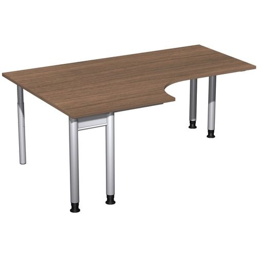 Eckschreibtisch, Eckteil 800 mm, links, Füße einseitig verkürzt, 4-Fuß Pro, höhenverstellbar, 680-800 x 1.600 x 1.200 mm (HxBxT), Dekor Ahorn