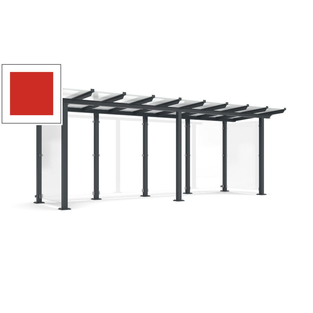 Unterstand mit Pultdach und Sicherheitsglas - feuerverzinkt und farbbeschichtet - 2.435 x 6.850 x 2.090 (HxBxT) - Farbe Achatgrau