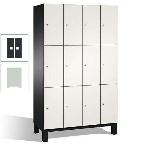 Fächerschrank, Stahlschrank, 12 Fächer, Türöffnungsbegrenzer, mit Füßen, Korpus lichtgrau, Tür anthrazitgrau, 1.980 x 1.200 x 525 mm (HxBxT)