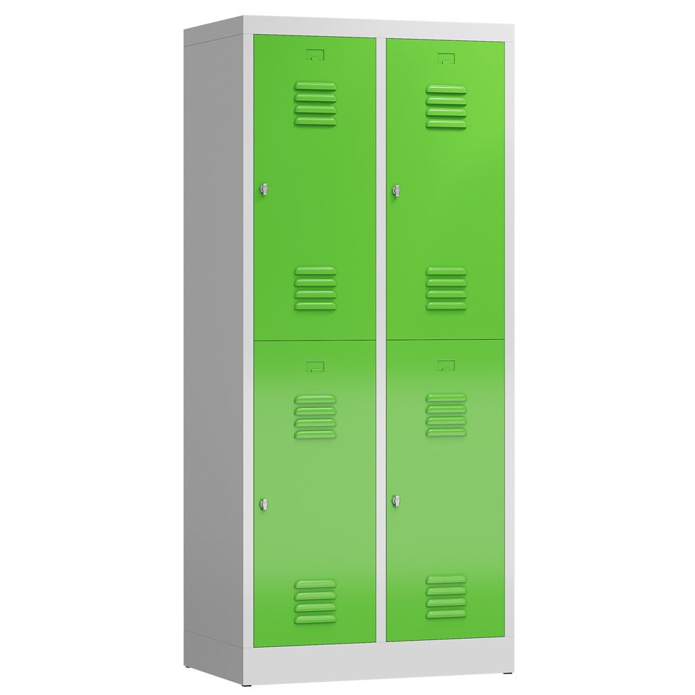 Garderobenschrank, Doppelstockspind, 2 Abteil, 4 Fächer, 1.800 x 800 x 500 mm (HxBxT), Drehriegel, Stahl, Korpus: lichtgrau, Front: anthrazitgrau