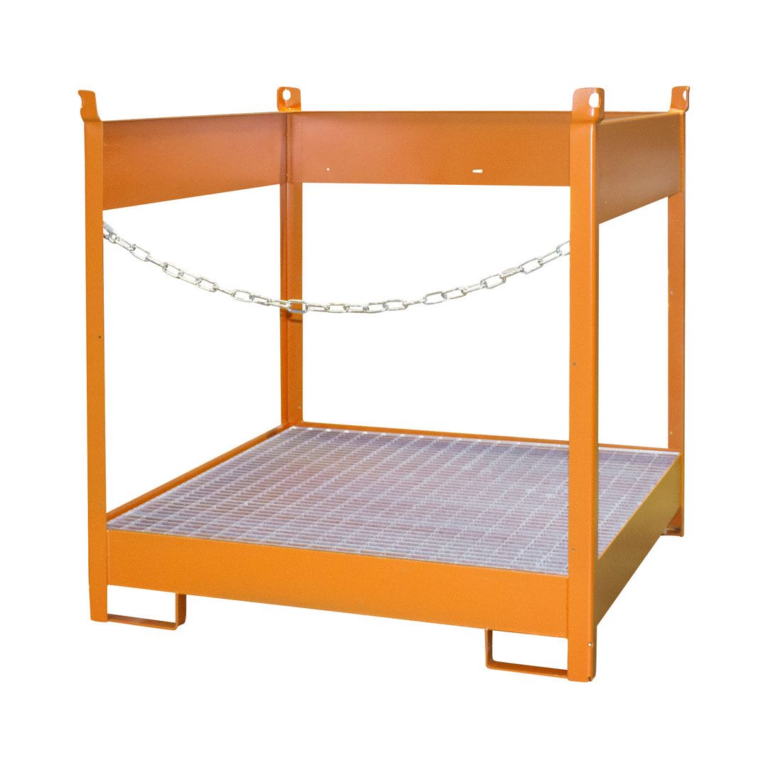 Fass-Stapelpalette - für 4 x 200-l-Fässer - Volumen 220 l - 1.435 x 1.410 x 1.410 mm (HxBxT) - offene Seiten - feuerrot